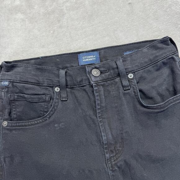 Citizens of Humanity Jeans 25 Plush Black Denim Isola Mid Rise‎ Straight Cropped - Picture 1 of 15